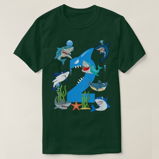 Camiseta Crianças com 2 anos de idade Oceano Tubarão segund (Frente do Design)