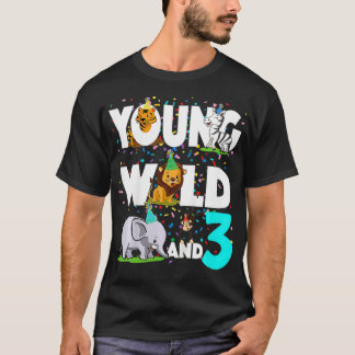 Camiseta Crianças com 3 anos de idade Menino Safari Zoo Sel