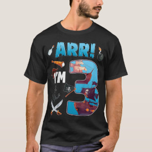 Camiseta Crianças com 3 anos Pirata de 3 anos aniversário d