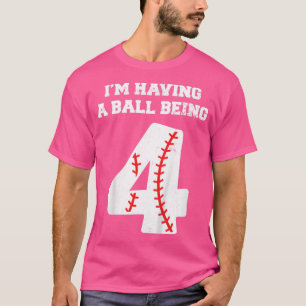 Camiseta Crianças com 4 anos de idade de beisebol, aniversá