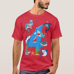 Camiseta Crianças com 4 anos de idade no Oceano Tubarão Fes