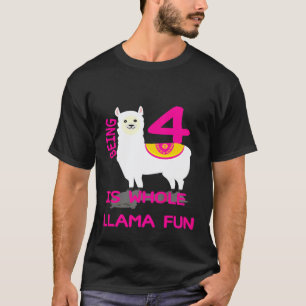 Camiseta Crianças com 4 anos é toda a diversão de lhama 4º