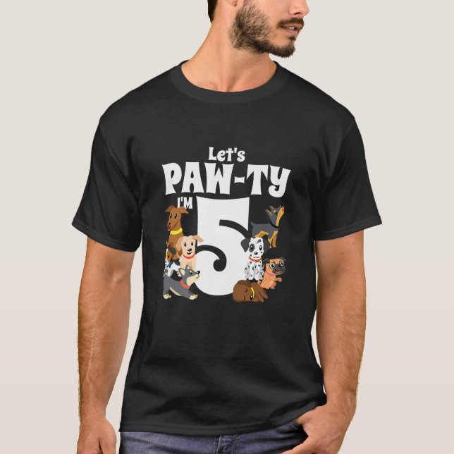 Camiseta Crianças com 5 anos Cães-Papoila de aniversário Cã (Frente)