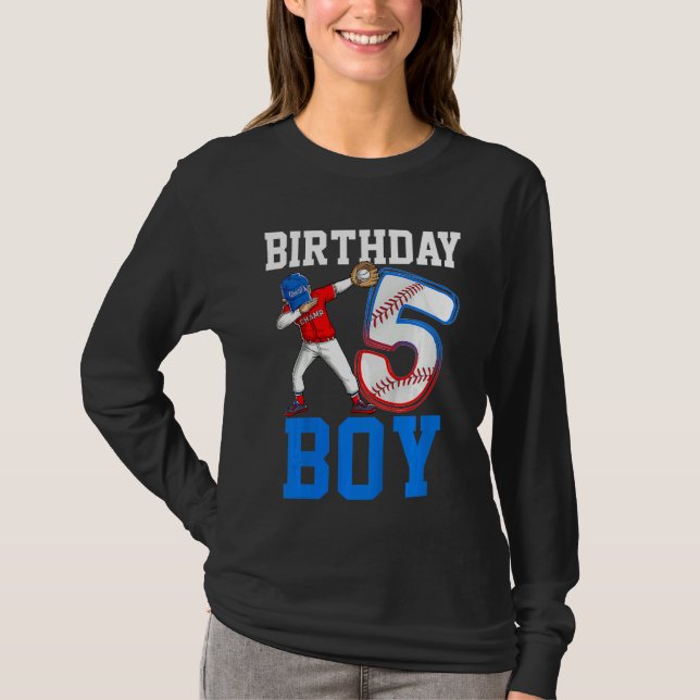 Camiseta Crianças com 5 anos de idade Baseball com a parte  (Frente)
