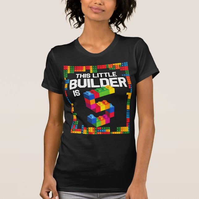 Camiseta Crianças com 5 anos de idade Blocos de prédio Aniv (Frente)