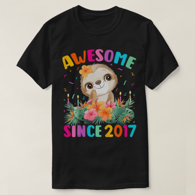 Camiseta Crianças com 5 anos de idade, Sloth Lover Incrível (Frente do Design)