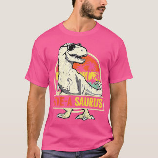 Camiseta Crianças com 5 anos Dinossauro 5 Rex Dino Fi