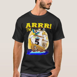 Camiseta Crianças com 5 anos Piratas de Aniversário Piratas