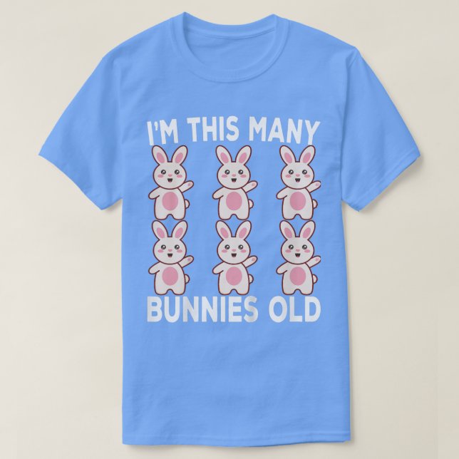 Camiseta Crianças com 6 anos de idade Aniversário Bunny Lov (Frente do Design)