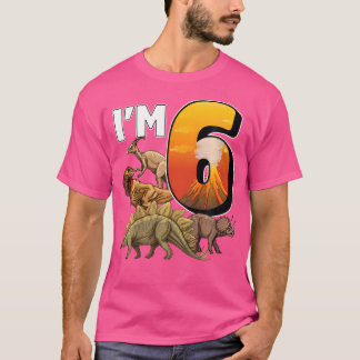 Camiseta Crianças com 6 anos Dinossauros Aniversário 6 Pale