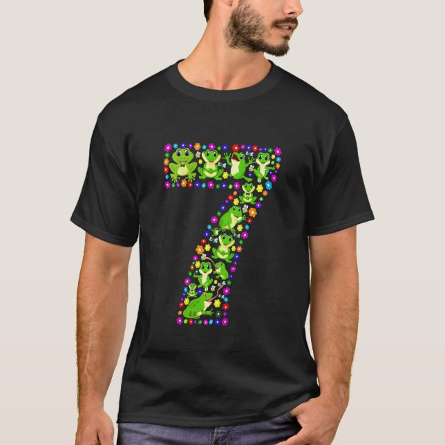 Camiseta Crianças com 7 anos 7 Sapo Festa de aniversário B  (Frente)