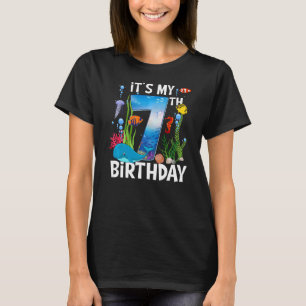 Camiseta Crianças com 7 anos de idade 7 de tubarão-golfinho