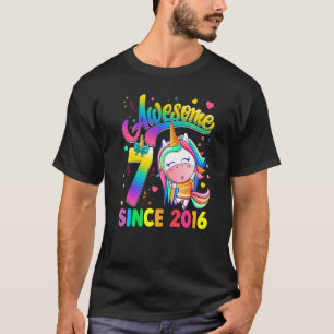Camiseta Crianças com 7 anos desde 2016 Princesa Unicorn 7
