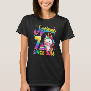 Camiseta Crianças com 7 anos desde 2016 Princesa Unicorn 7