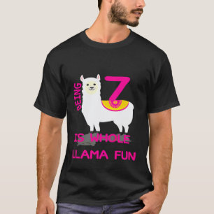 Camiseta Crianças com 7 anos é Diversão Total de Lhama Aniv