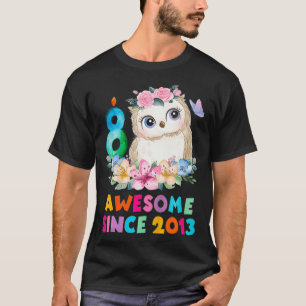 Camiseta Crianças com 8 anos 8º aniversário Tema de coruja 
