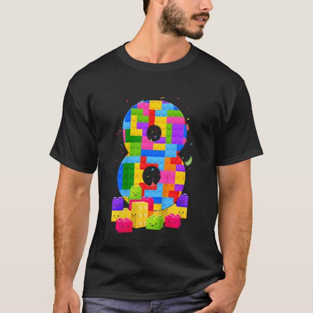 Camiseta Crianças com 8 anos construções de blocos construt (Frente)