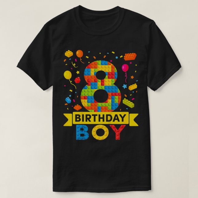 Camiseta Crianças com 8 anos de idade Edifício Blocos 8 Ani (Frente do Design)