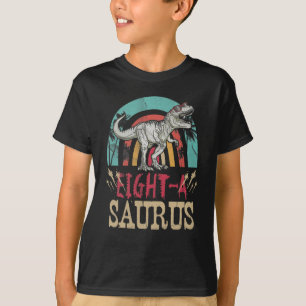 Camiseta Crianças com 8 anos Dinossauro Nascido 8º T Rex Di
