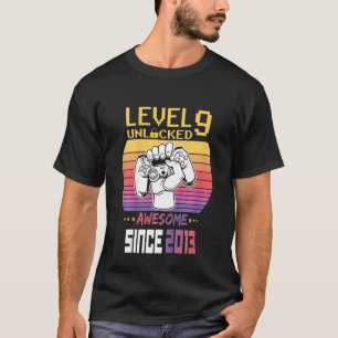 Camiseta Crianças com 9 anos 9 anos Noite Ano Retro Boys Ga