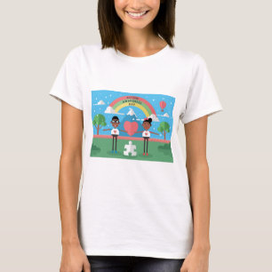 Camiseta crianças com consciência de autismo negro