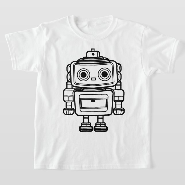 Camiseta Crianças com ilustração de desenho de um robô retr (Postura )