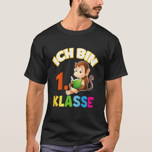 Camiseta Crianças Com Texto Alemão Ich Caixa 1. Macaco de c (Frente)