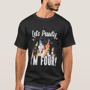 Camiseta Crianças comem pawty eu sou quatro! Cachorro Puppy