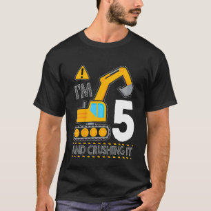 Camiseta Crianças Construindo Caminhão 5 Aniversário Eu ten