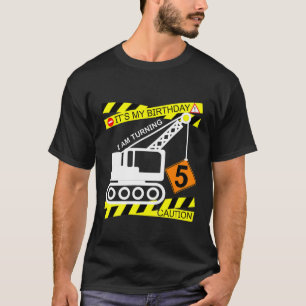 Camiseta Crianças Construindo Caminhão 5 Aniversário Presen