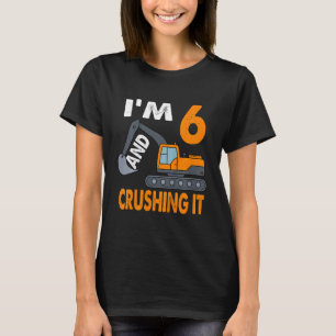 Camiseta Crianças Construindo Caminhão 6 Birthday Boy 6 Ano