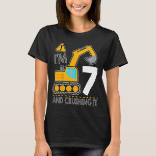 Camiseta Crianças Construindo Caminhão 7 Aniversário Eu ten