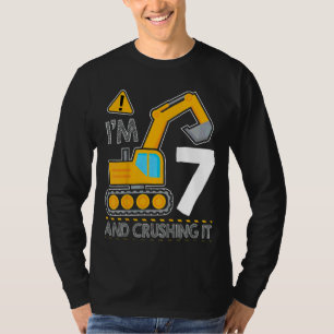 Camiseta Crianças Construindo Caminhão 7 Aniversário Eu ten