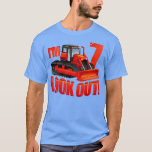 Camiseta Crianças Construindo Caminhão 7 Birthday Boy 7 Ano