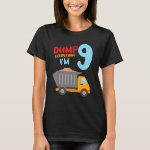 Camiseta Crianças Construtoras Caminhão 9º Aniversário Nove