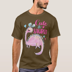 Camiseta Crianças Cortam Uma Menina Saurus Dino Dinossauro 