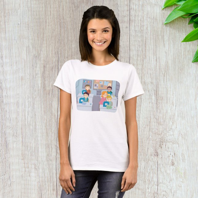 Camiseta Crianças Costurando Classe Divertimento Arranjo e  (Criador carregado)