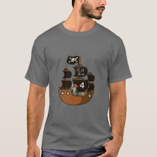 Camiseta Crianças - Criança Pirata Em Navio Pirata - Cria