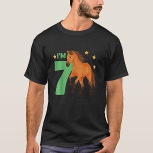 Camiseta Crianças Crianças 7 Cavalo de Aniversário de Sete 