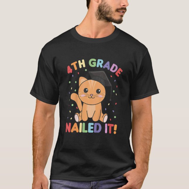 Camiseta Crianças Crianças De 4º Graduação De Gato (Frente)