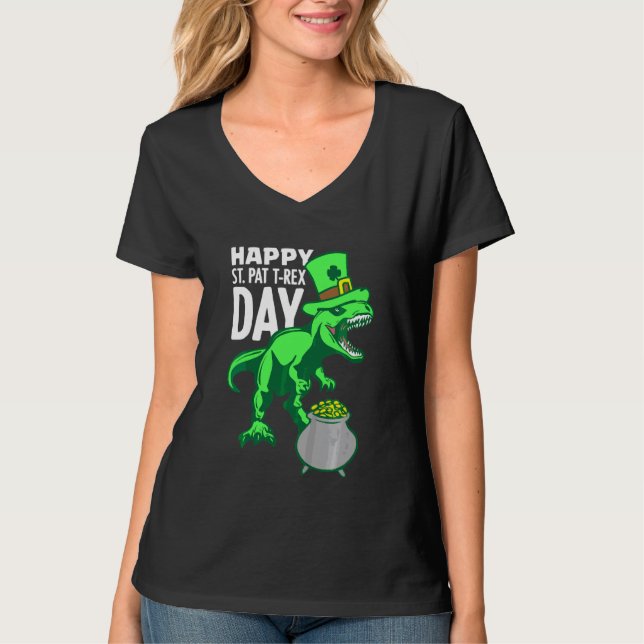 Camiseta Crianças Crianças Feliz Rua Dia do Trex Dino Patri (Frente)