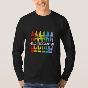 Camiseta Crianças Crianças Giz de Cera Olá Jardim de Infânc