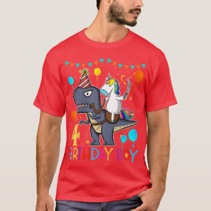Camiseta Crianças Crianças Unicórnio Andando Dinossauro 4 A