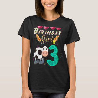 Camiseta Crianças Crianças Vaca De 3 Anos Menina Bonita