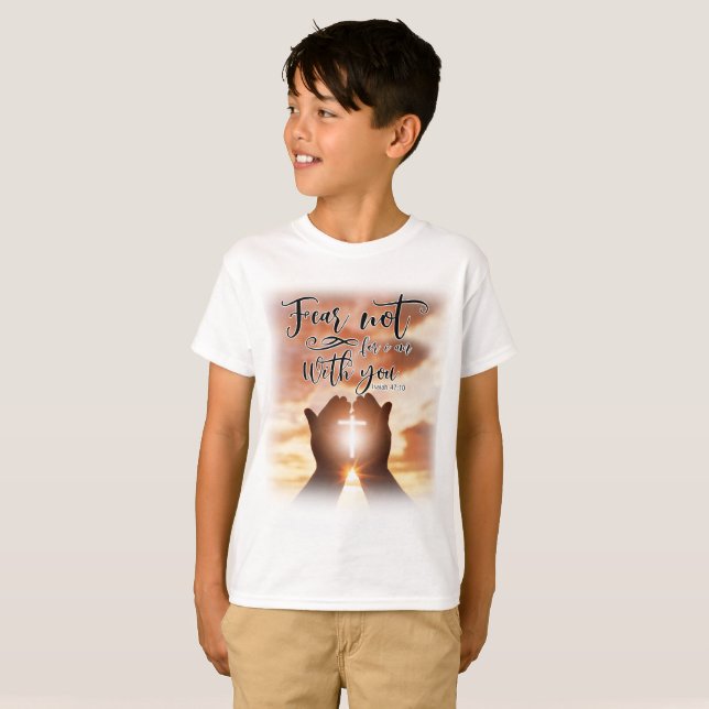 Camiseta Crianças Cristãs Não Têm Medo De Camiseta, Porque  (Frente Completa)