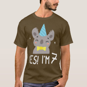 Camiseta Crianças Cuja 7 de Urso Koala Tem 7 Anos - Sim