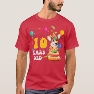 Camiseta Crianças Cute 10 Anos Corgi Dog Lover 10º Nascimen