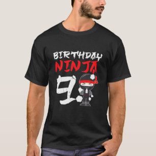 Camiseta Crianças Cute 9 Anos Ninja 9º Festa de aniversário