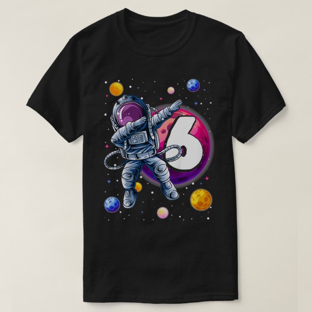Camiseta Crianças Cute Batido Pequeno Astronauta De 6 Anos  (Frente do Design)