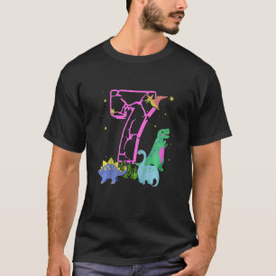 Camiseta Crianças Cute Dinossauros Rock De 7 Anos Celebram 